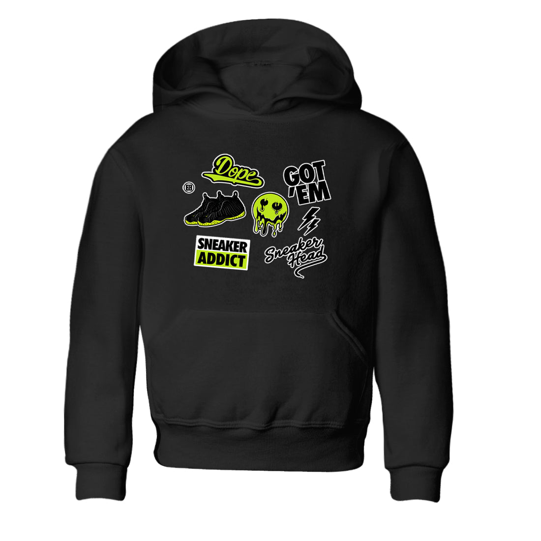 snkmatch Sticker snkmatch Tees Kids - Air Foamposite One Black Volt
