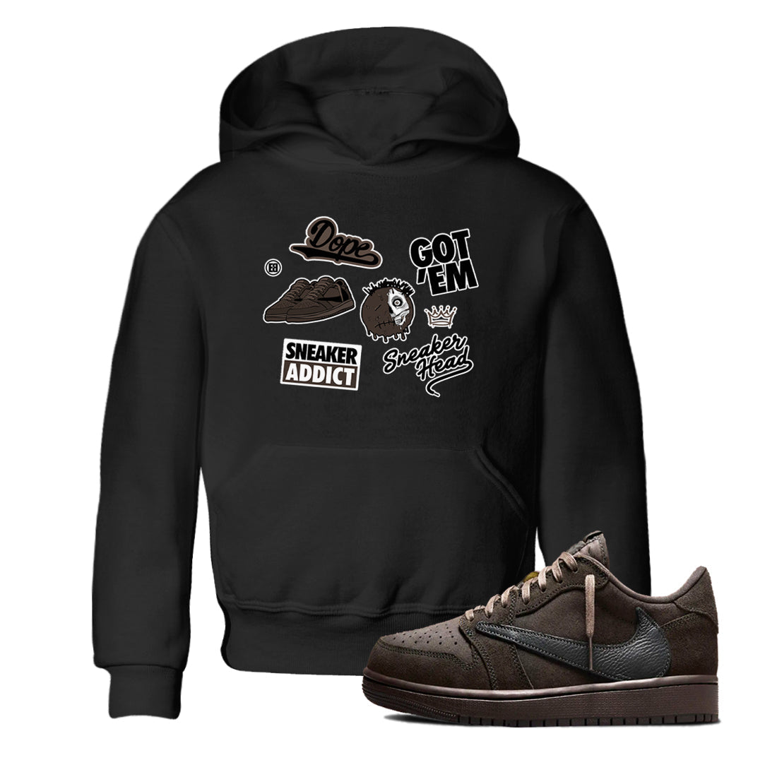 snkmatch Sticker snkmatch Tees Kids - Air Jordan 1 Travis Scott Velvet Brown
