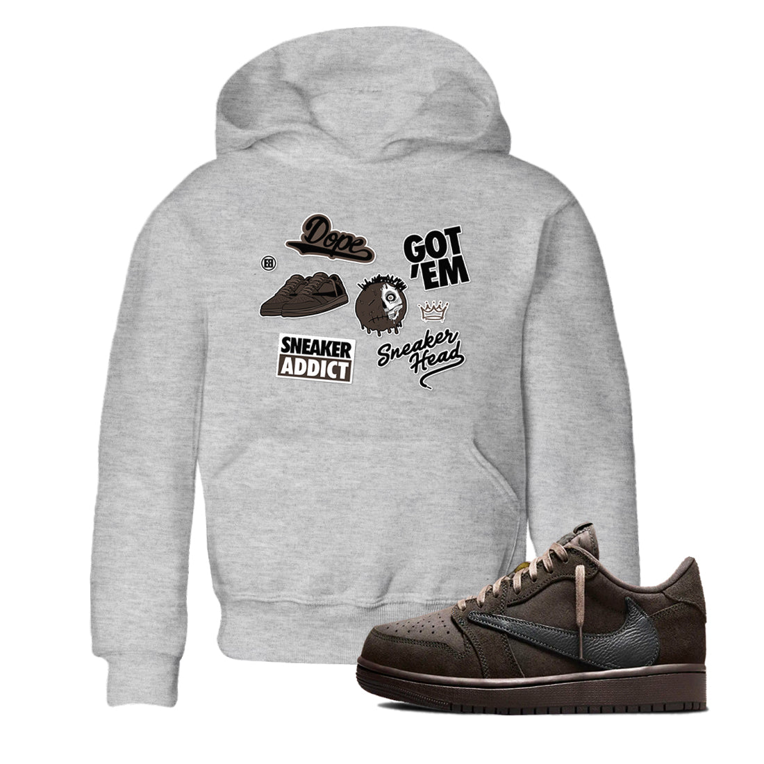 snkmatch Sticker snkmatch Tees Kids - Air Jordan 1 Travis Scott Velvet Brown