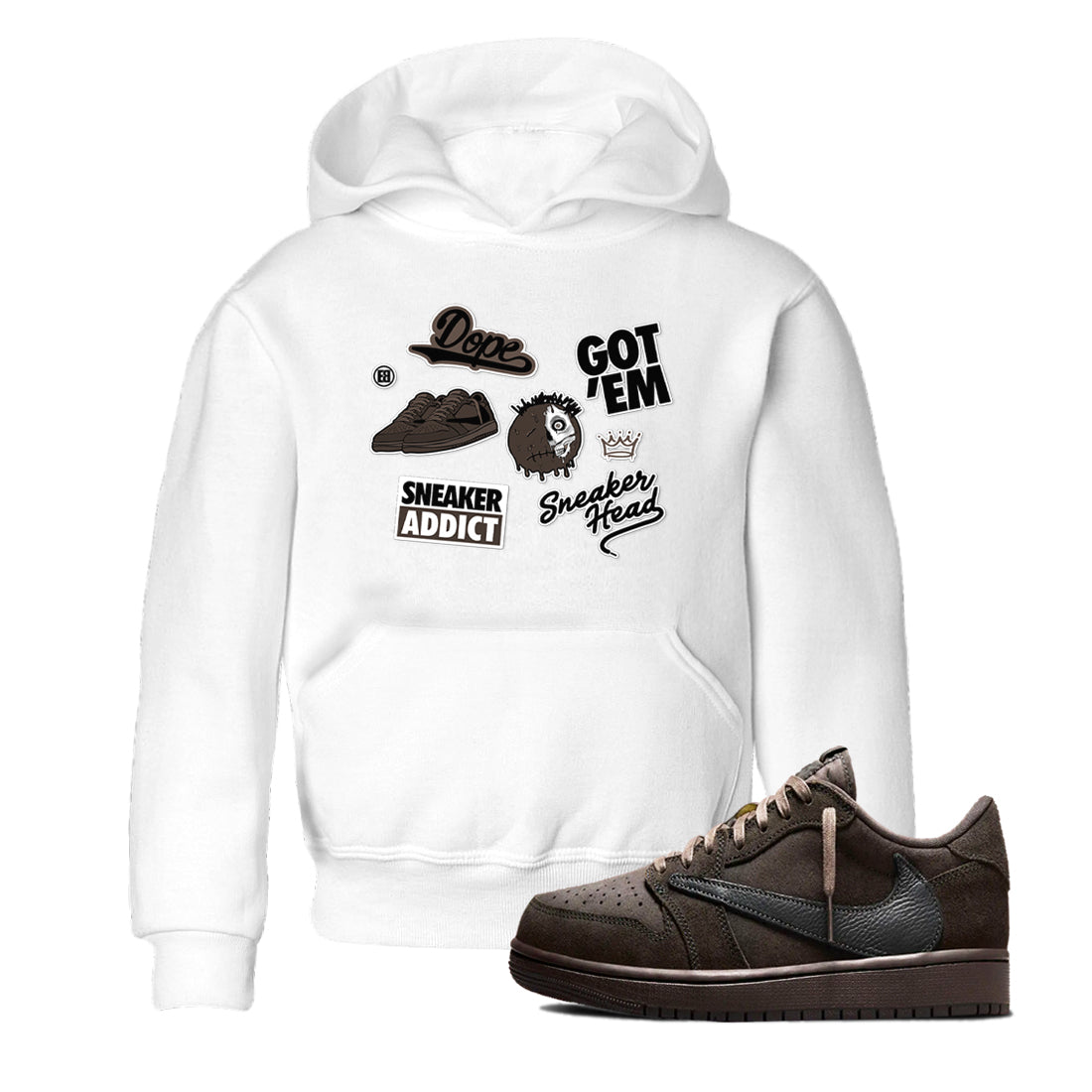 snkmatch Sticker snkmatch Tees Kids - Air Jordan 1 Travis Scott Velvet Brown