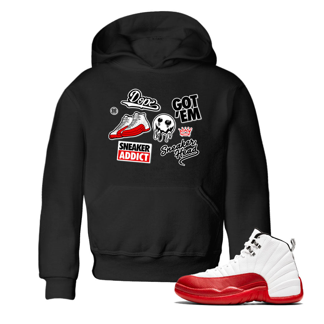 snkmatch Sticker snkmatch Tee Kids - Air Jordan 12 Cherry