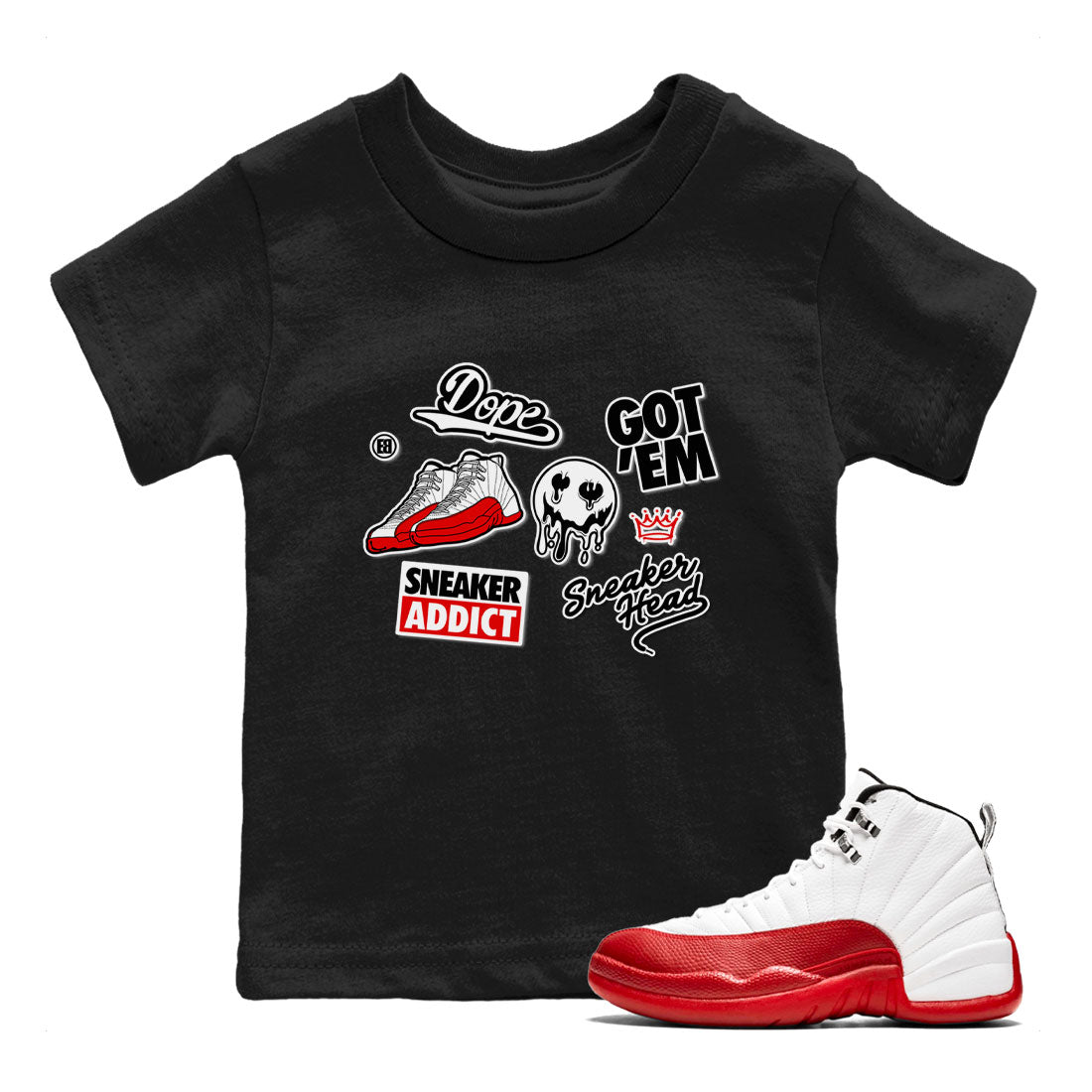 snkmatch Sticker snkmatch Tee Kids - Air Jordan 12 Cherry