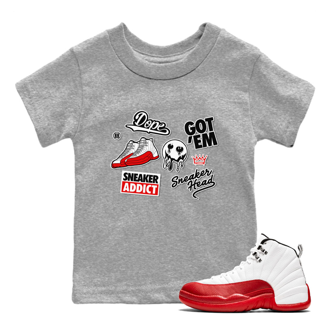 snkmatch Sticker snkmatch Tee Kids - Air Jordan 12 Cherry