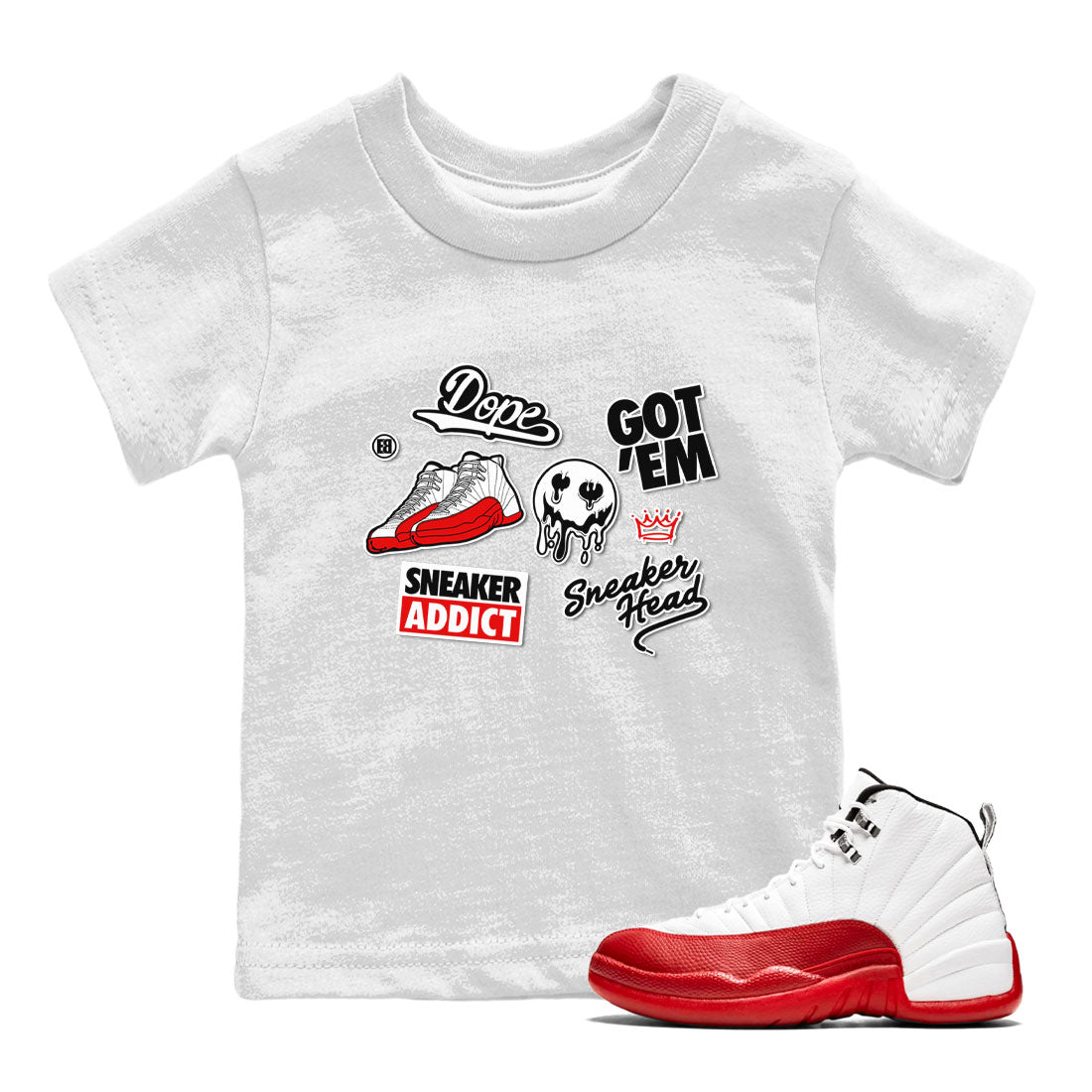 snkmatch Sticker snkmatch Tee Kids - Air Jordan 12 Cherry