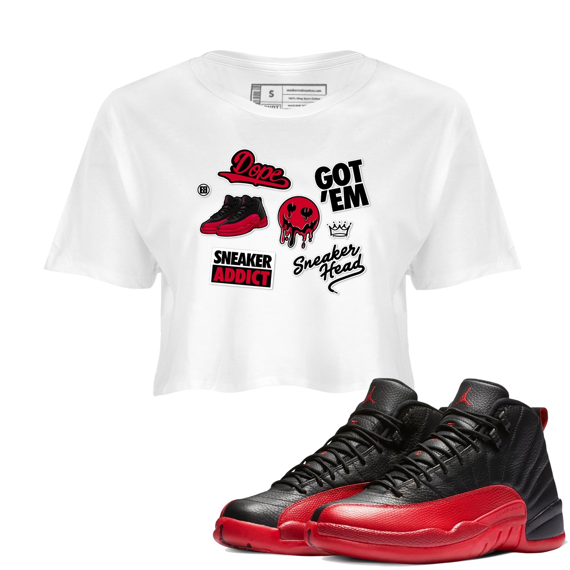 snkmatch Sticker snkmatch Women's Top - Air Jordan 12 Flu Game