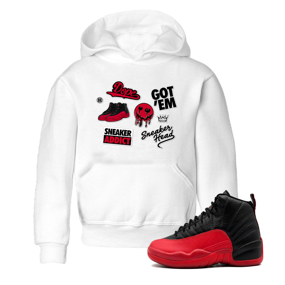 snkmatch Sticker snkmatch Tees Kids - Air Jordan 12 Flu Game