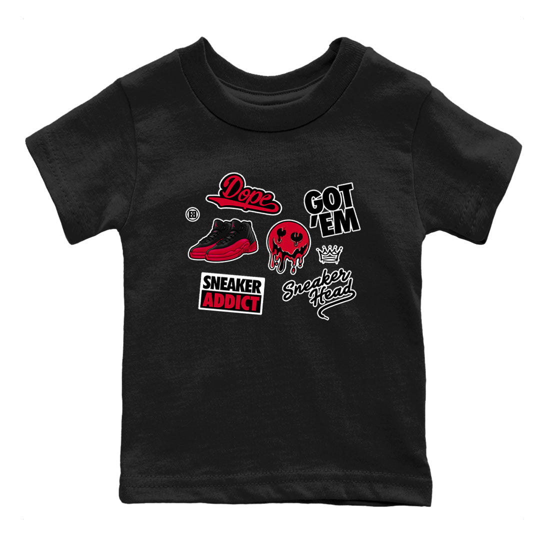 snkmatch Sticker snkmatch Tees Kids - Air Jordan 12 Flu Game