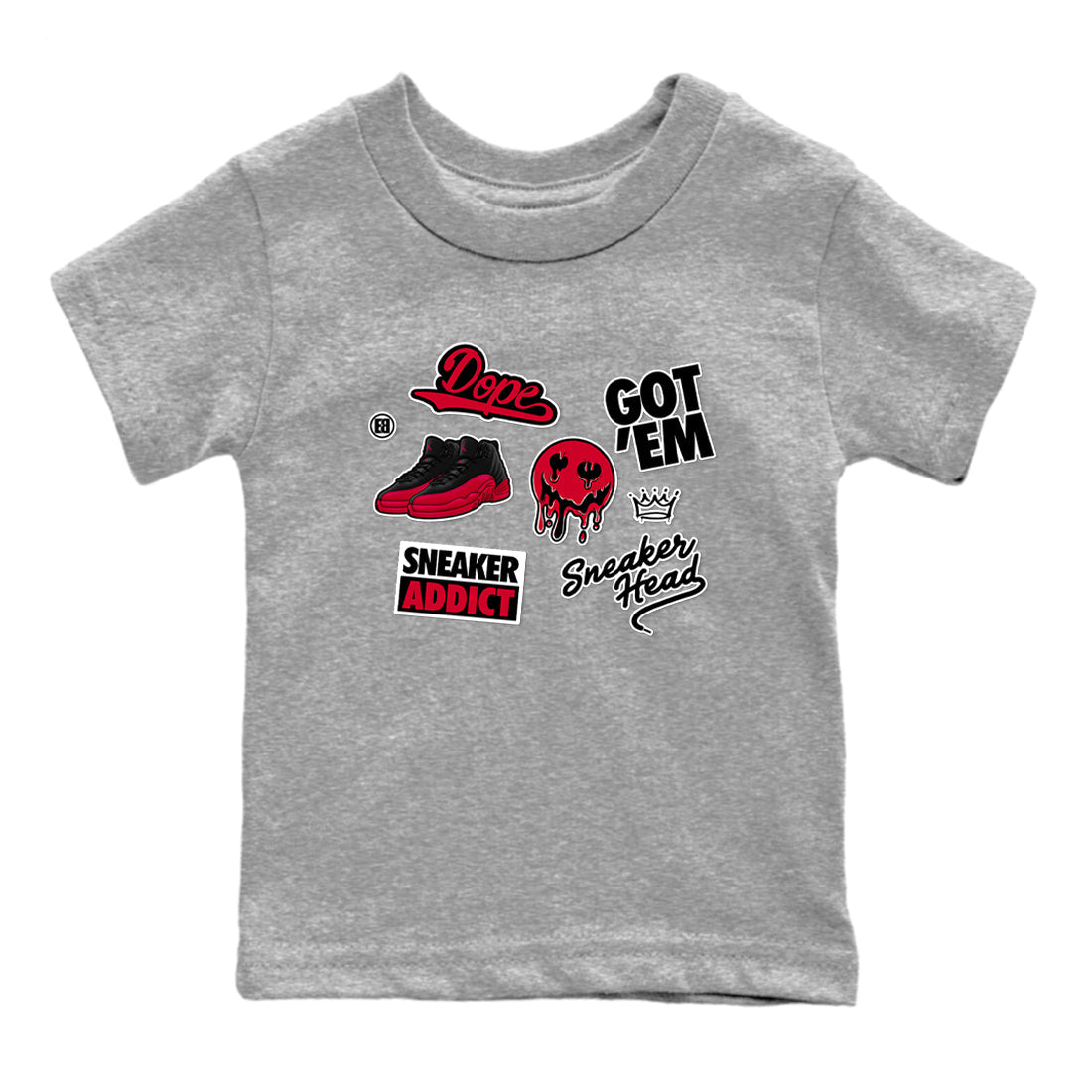 snkmatch Sticker snkmatch Tees Kids - Air Jordan 12 Flu Game