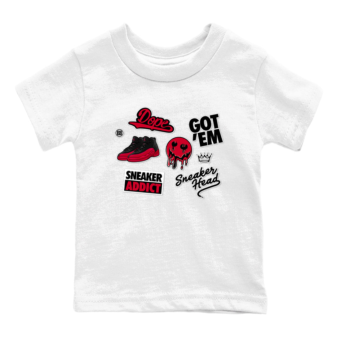 snkmatch Sticker snkmatch Tees Kids - Air Jordan 12 Flu Game