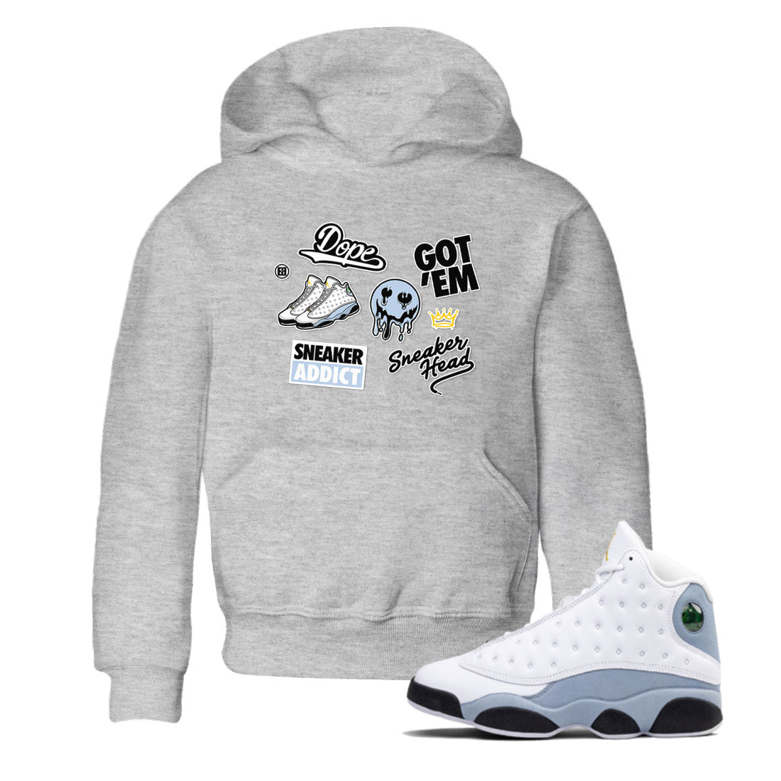 snkmatch Sticker snkmatch Tees Kids - Air Jordan 13 Blue Grey