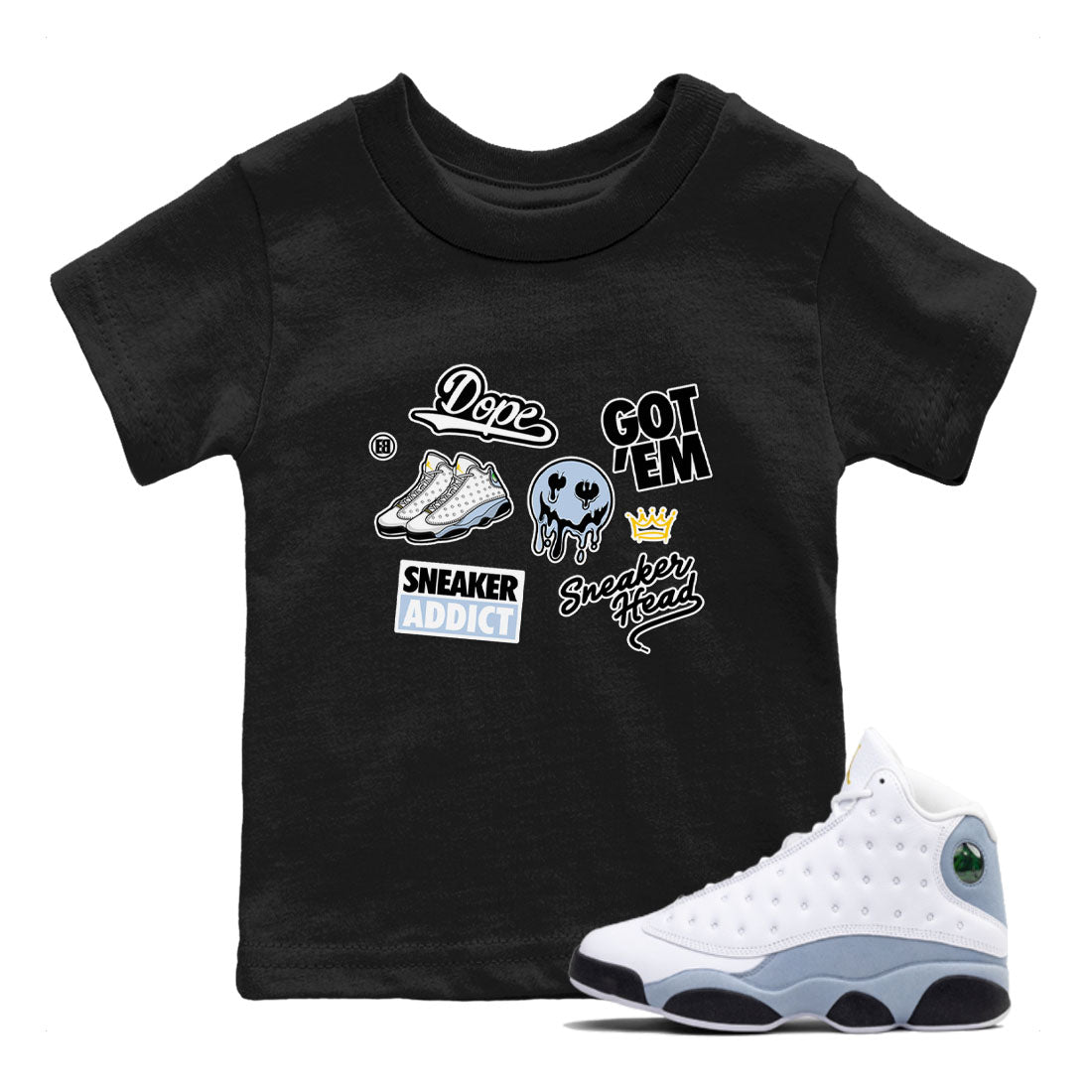 snkmatch Sticker snkmatch Tees Kids - Air Jordan 13 Blue Grey