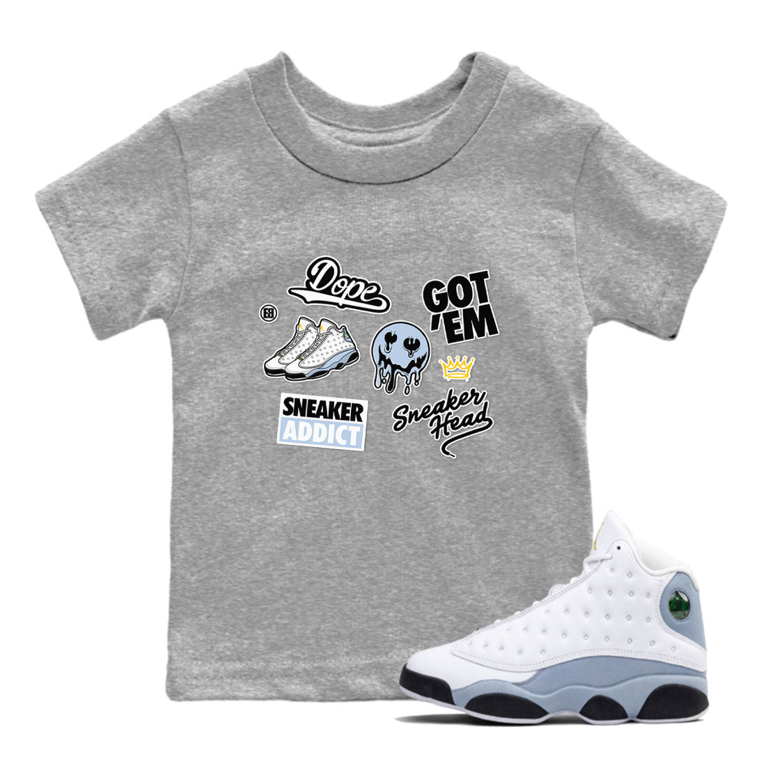 snkmatch Sticker snkmatch Tees Kids - Air Jordan 13 Blue Grey