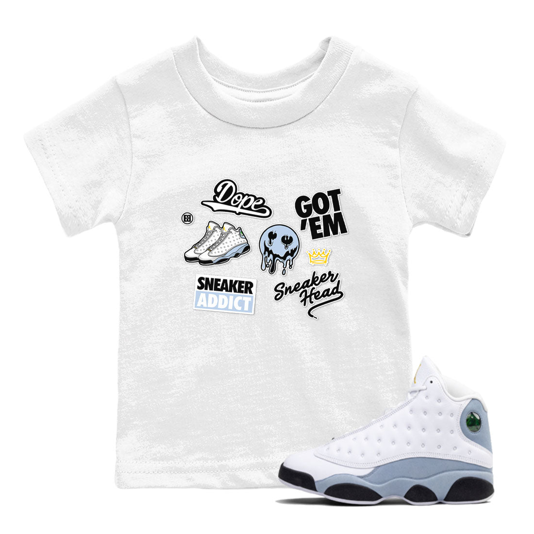 snkmatch Sticker snkmatch Tees Kids - Air Jordan 13 Blue Grey