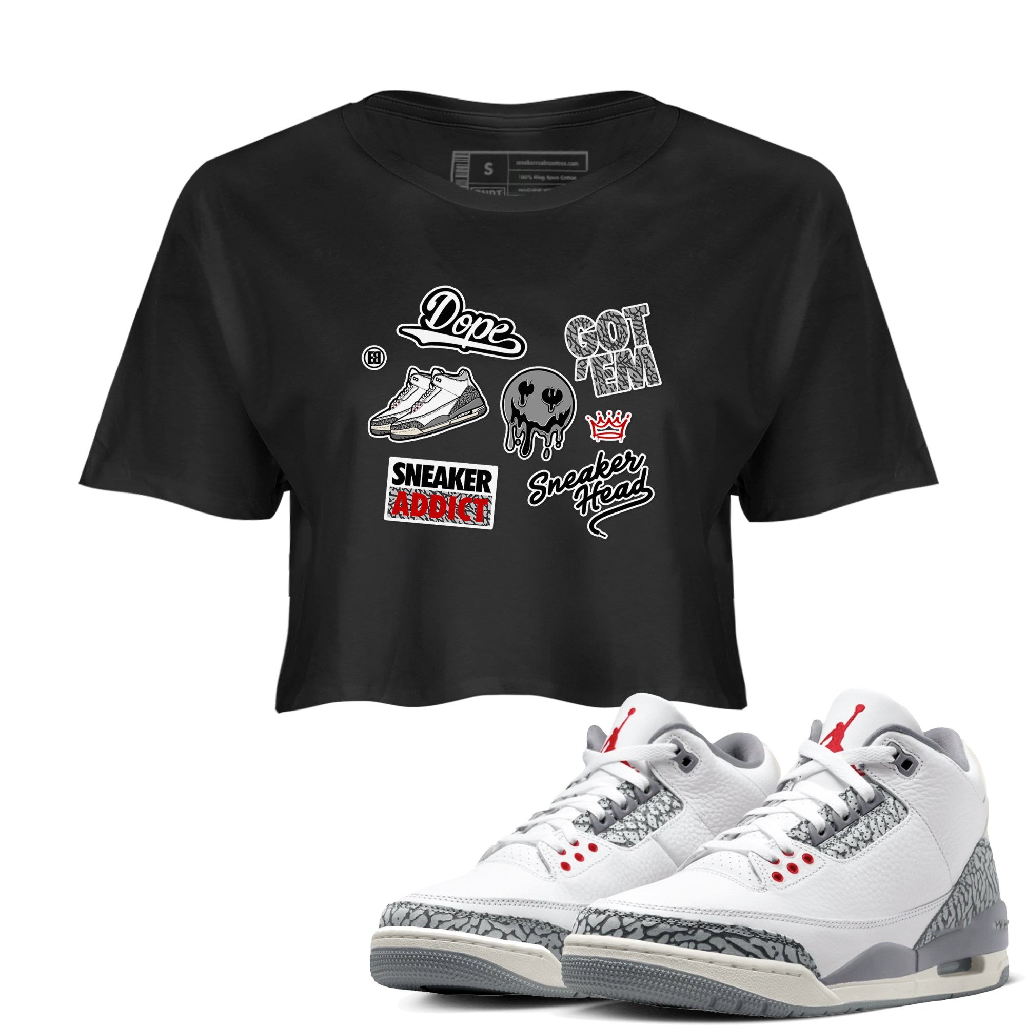 snkmatch Sticker snkmatch Women's Top - Air Jordan 3 Cement Grey