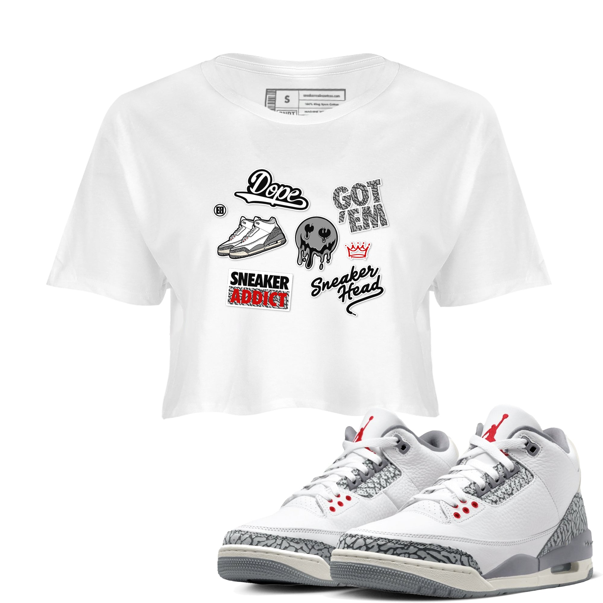 snkmatch Sticker snkmatch Women's Top - Air Jordan 3 Cement Grey