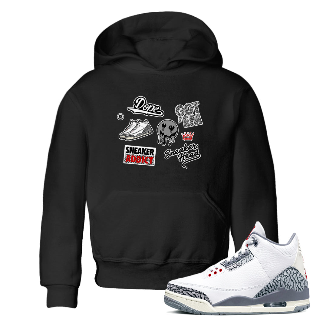 snkmatch Sticker snkmatch Tees Kids - Air Jordan 3 Cement Grey