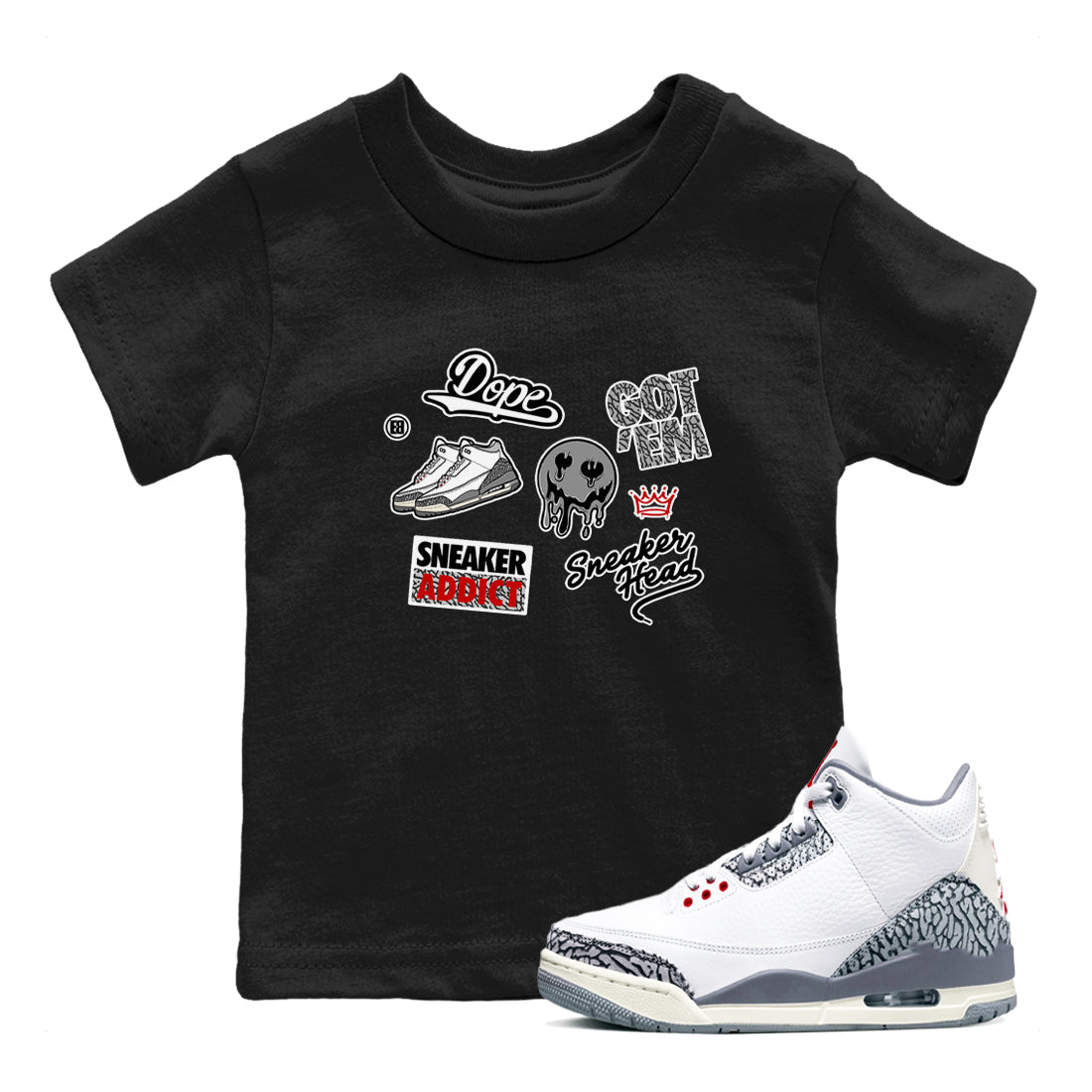 snkmatch Sticker snkmatch Tees Kids - Air Jordan 3 Cement Grey