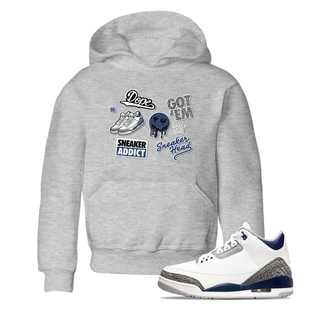 snkmatch Sticker snkmatch Tees Kids - Air Jordan 3 Midnight Navy 2023