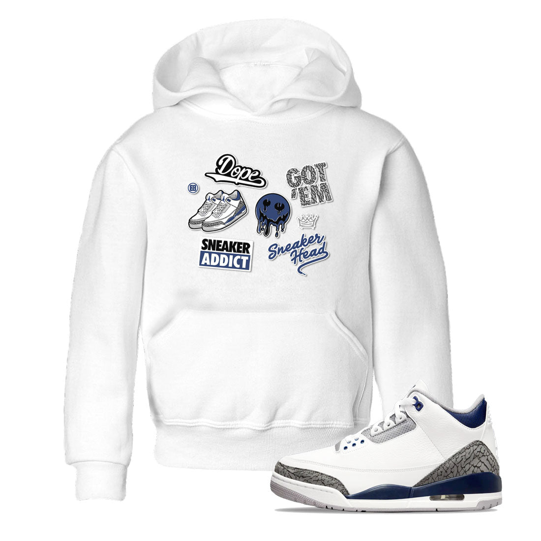 snkmatch Sticker snkmatch Tees Kids - Air Jordan 3 Midnight Navy 2023