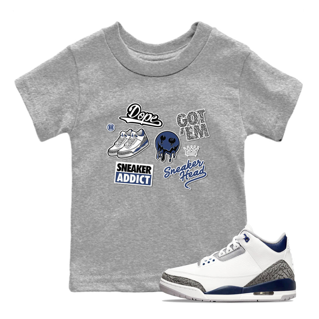 snkmatch Sticker snkmatch Tees Kids - Air Jordan 3 Midnight Navy 2023