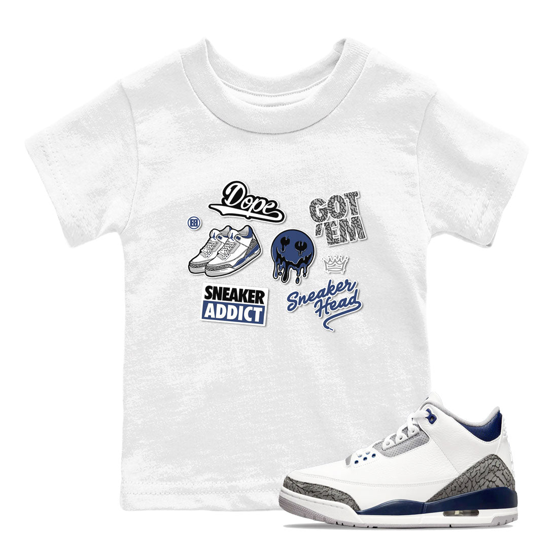 snkmatch Sticker snkmatch Tees Kids - Air Jordan 3 Midnight Navy 2023