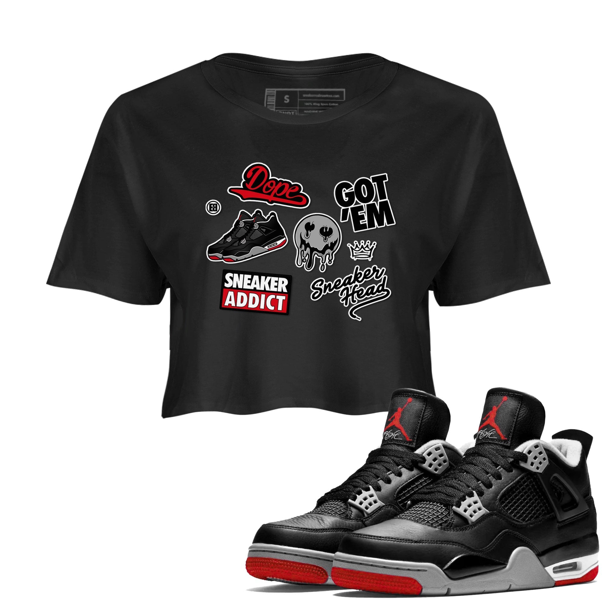 snkmatch Sticker snkmatch Women's Top - Air Jordan 4 Bred Reimagined