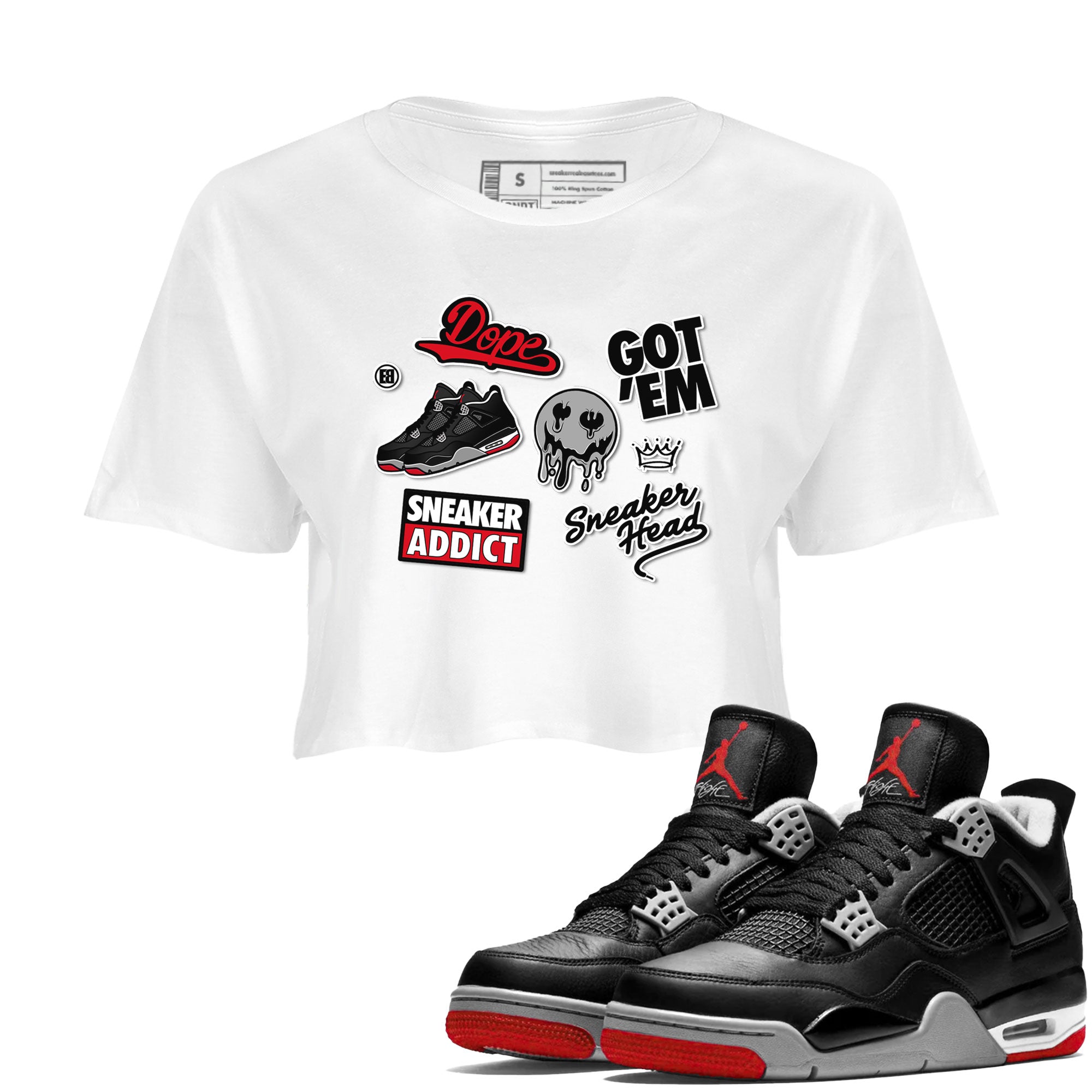 snkmatch Sticker snkmatch Women's Top - Air Jordan 4 Bred Reimagined
