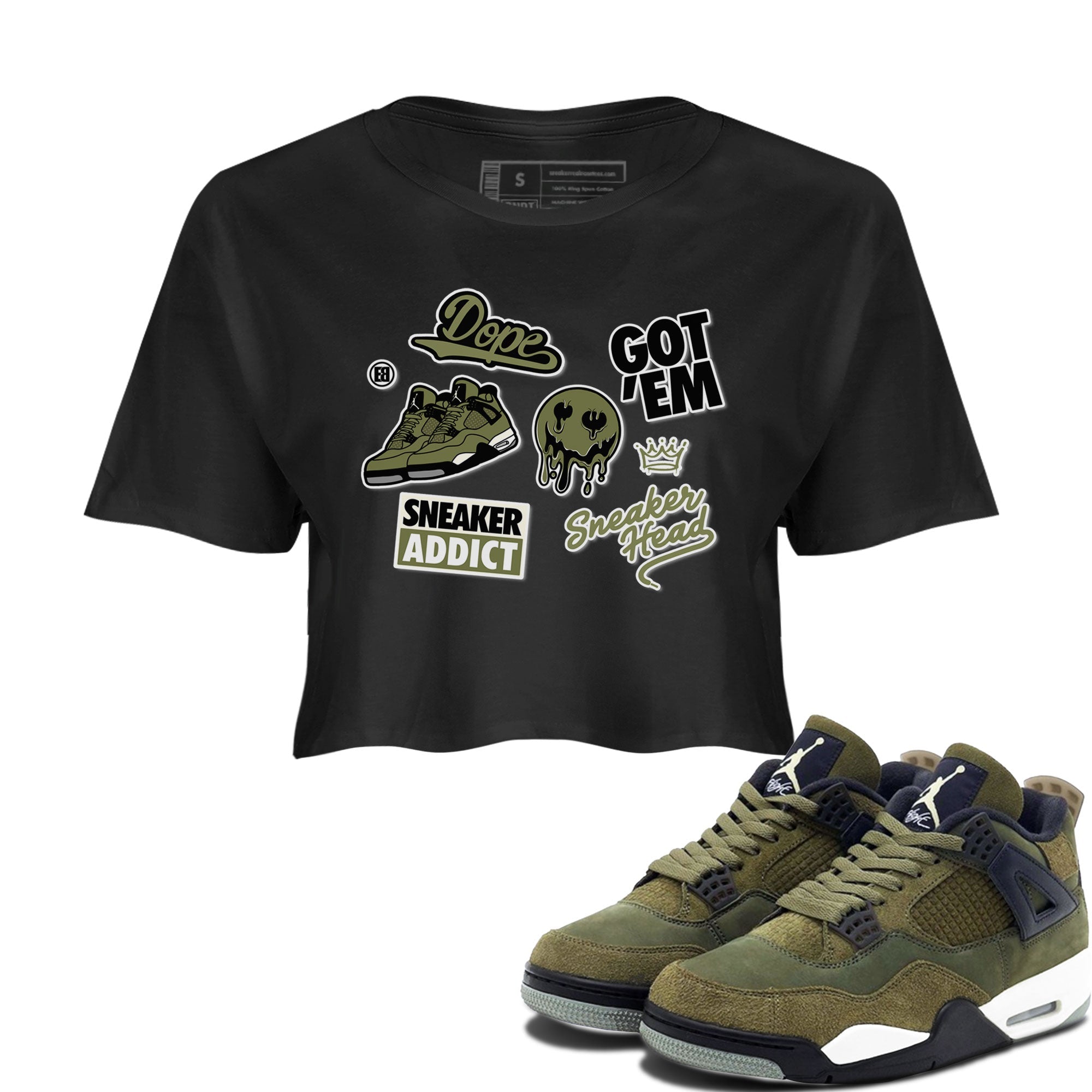 snkmatch Sticker snkmatch Women's Top - Air Jordan 4 Medium Olive