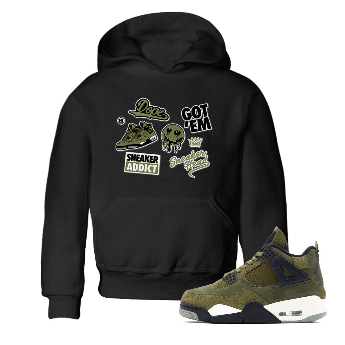 snkmatch Sticker snkmatch Tee Kids - Air Jordan 4 Medium Olive