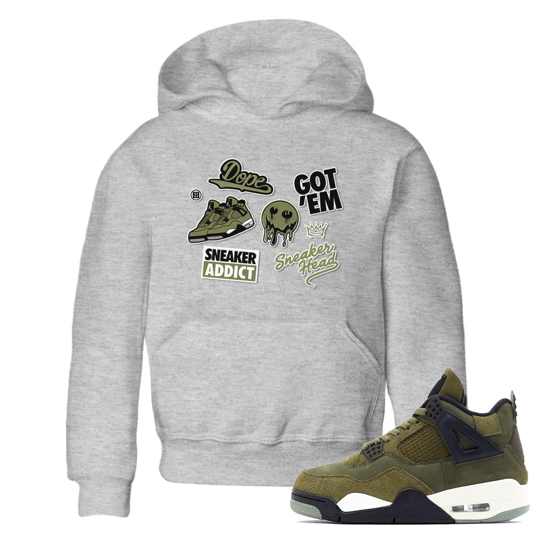 snkmatch Sticker snkmatch Tee Kids - Air Jordan 4 Medium Olive