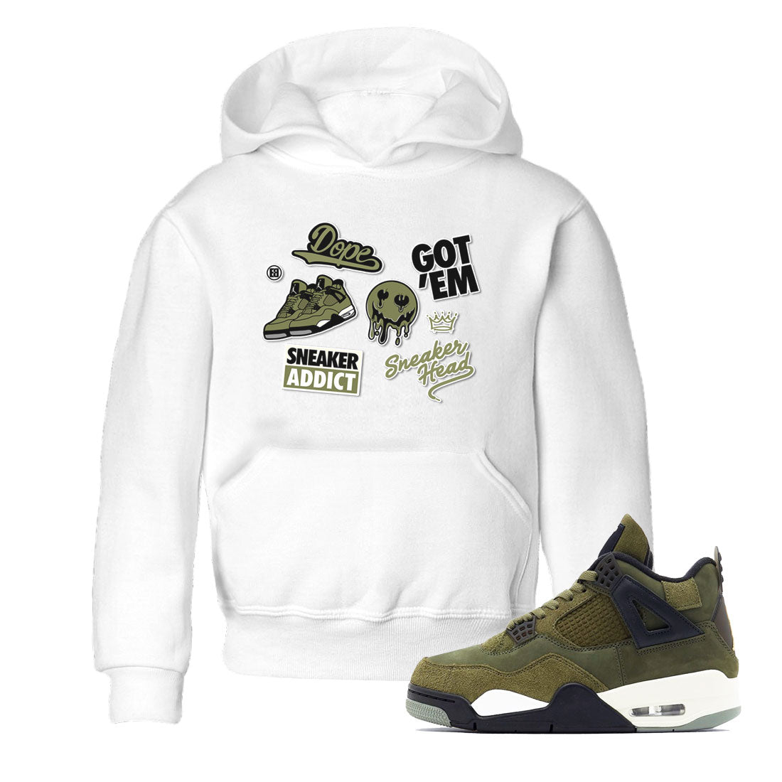 snkmatch Sticker snkmatch Tee Kids - Air Jordan 4 Medium Olive