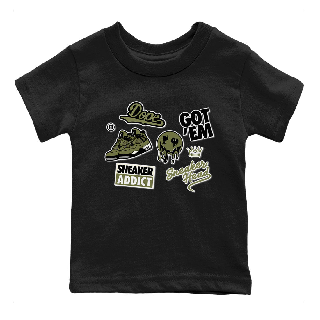 snkmatch Sticker snkmatch Tee Kids - Air Jordan 4 Medium Olive
