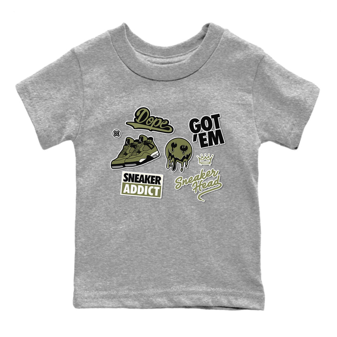 snkmatch Sticker snkmatch Tee Kids - Air Jordan 4 Medium Olive