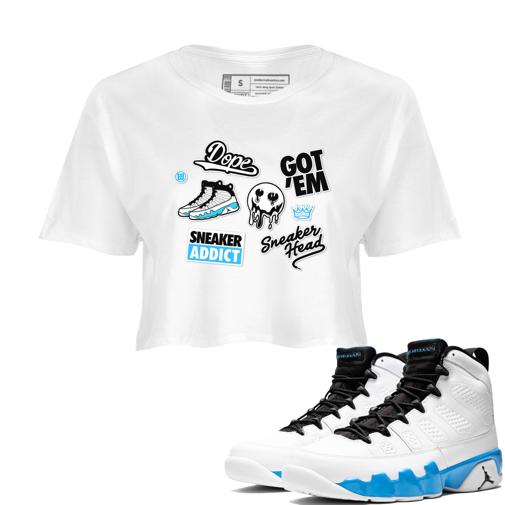 snkmatch Sticker snkmatch Women's Top - Air Jordan 9 Powder Blue
