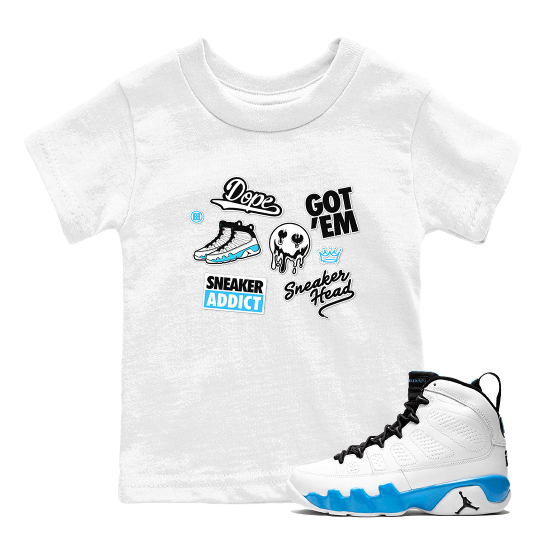snkmatch Sticker snkmatch Tees Kids - Air Jordan 9 Powder Blue