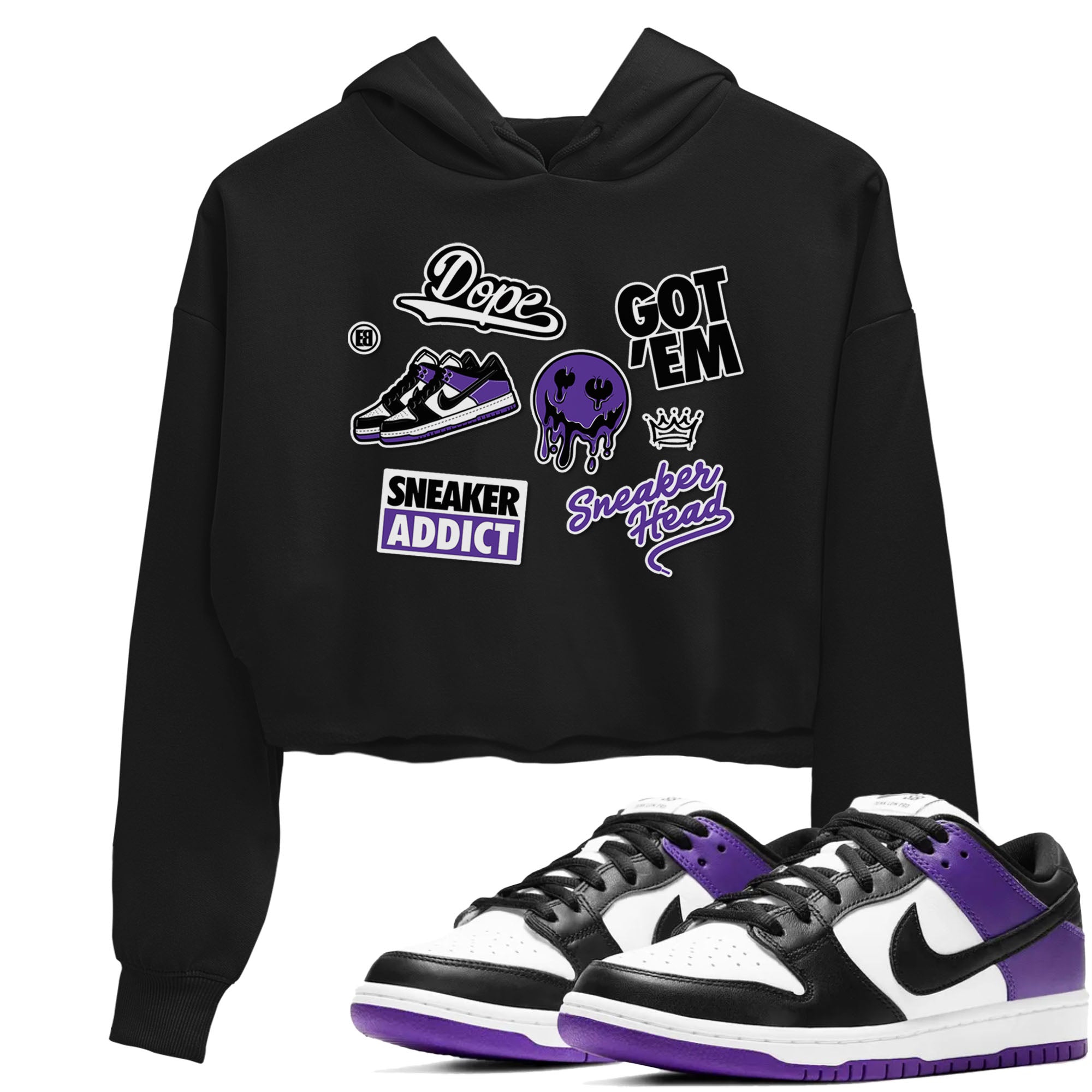 snkmatch Sticker snkmatch Tees Crop Top - Dunk Low Court Purple