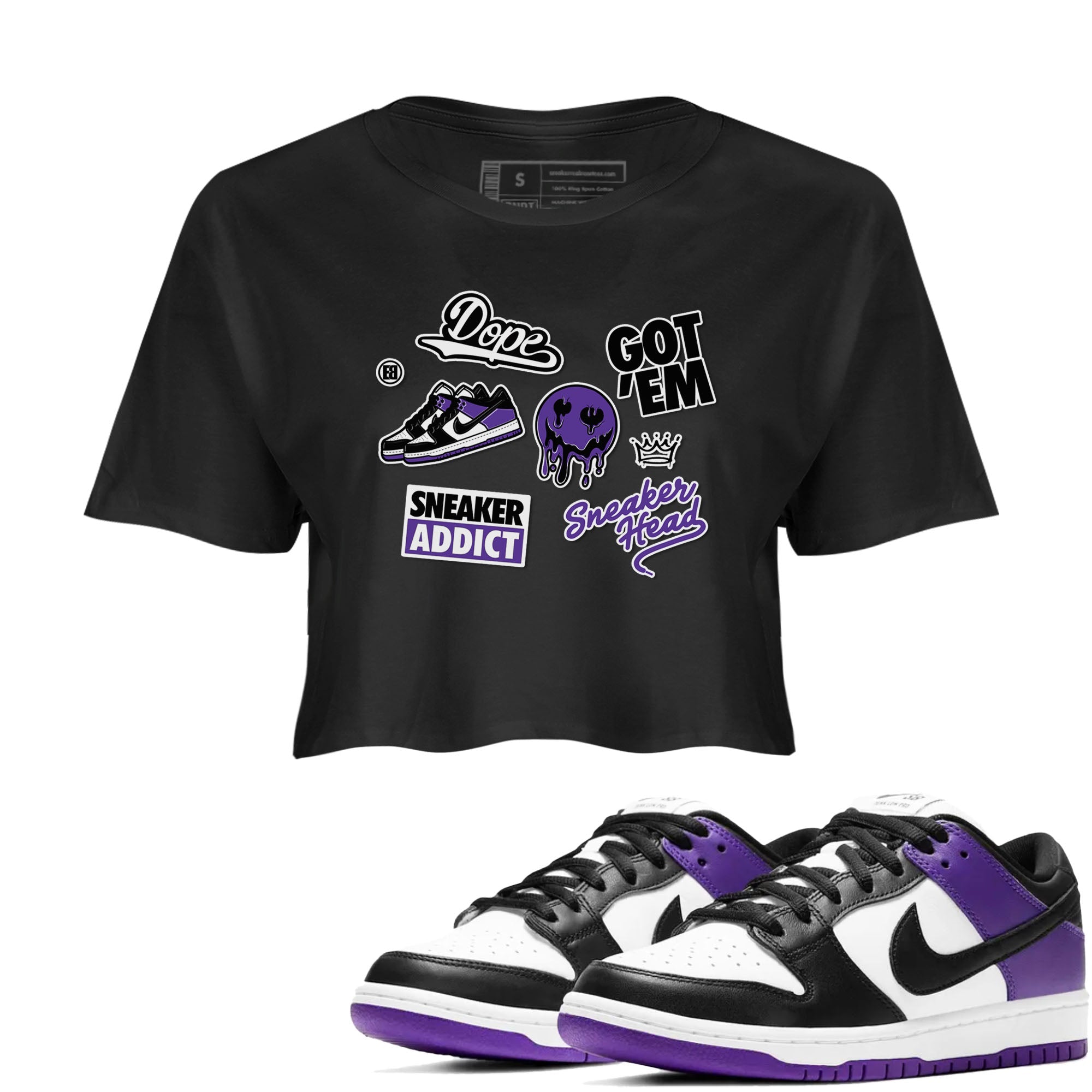 snkmatch Sticker snkmatch Tees Crop Top - Dunk Low Court Purple