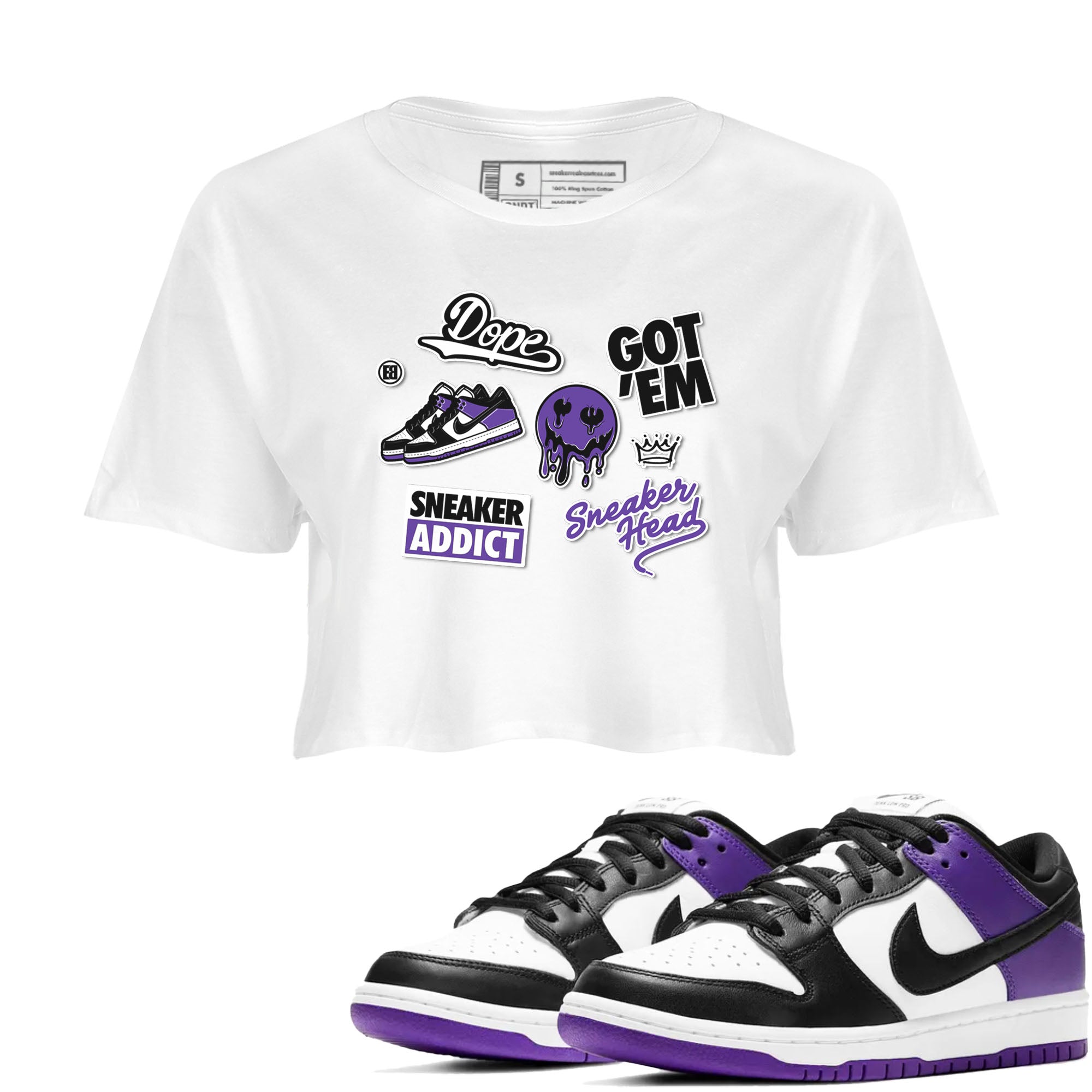 snkmatch Sticker snkmatch Tees Crop Top - Dunk Low Court Purple