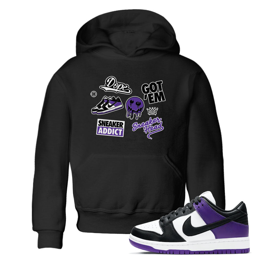 snkmatch Sticker snkmatch Tees Kids - Dunk Low Court Purple