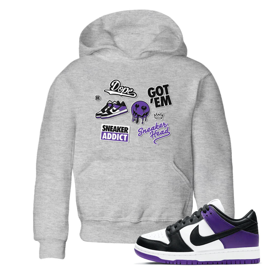 snkmatch Sticker snkmatch Tees Kids - Dunk Low Court Purple