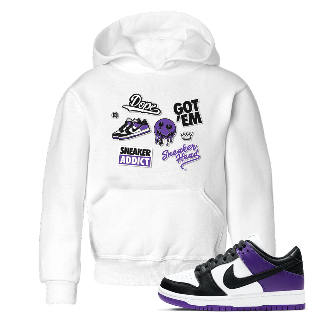 snkmatch Sticker snkmatch Tees Kids - Dunk Low Court Purple