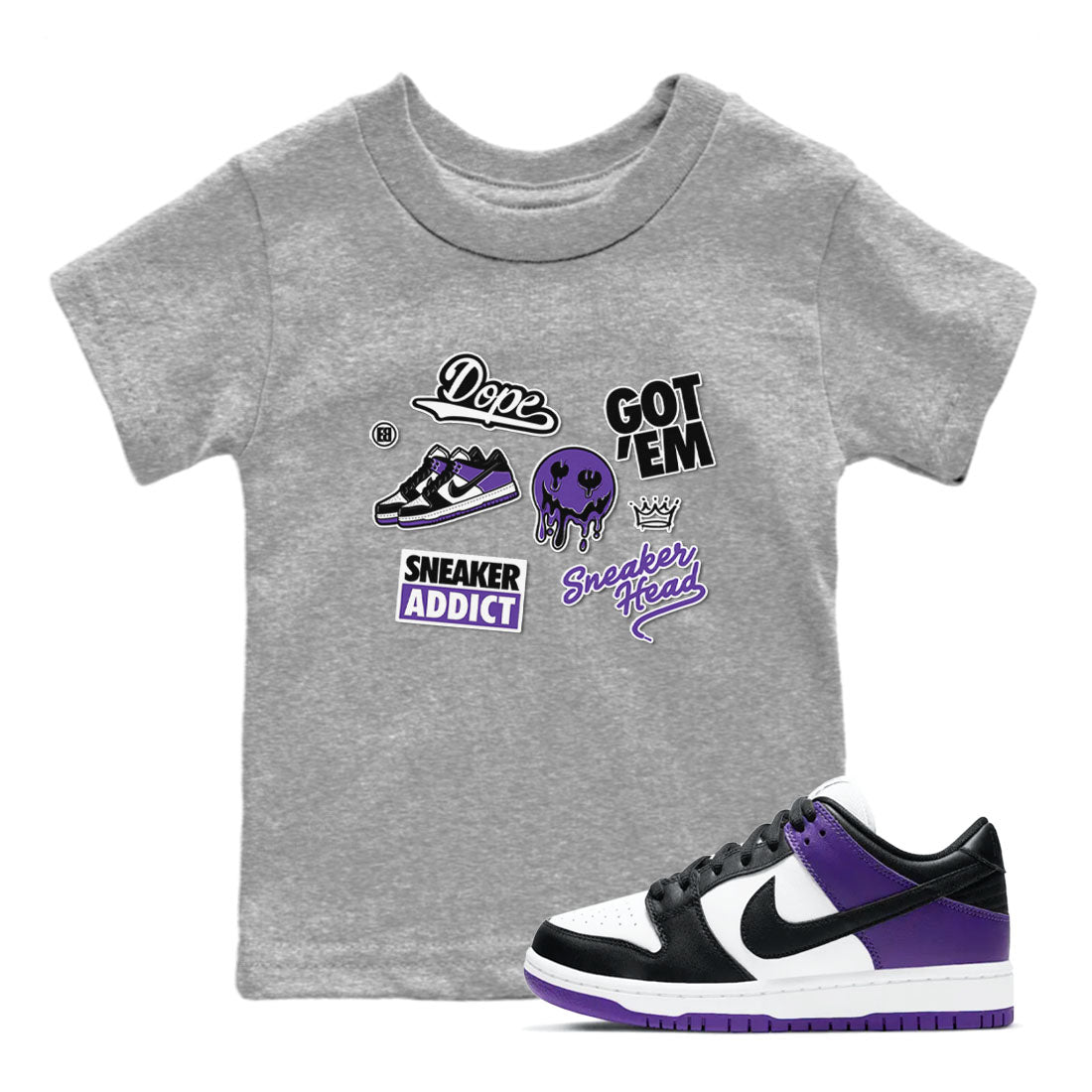 snkmatch Sticker snkmatch Tees Kids - Dunk Low Court Purple