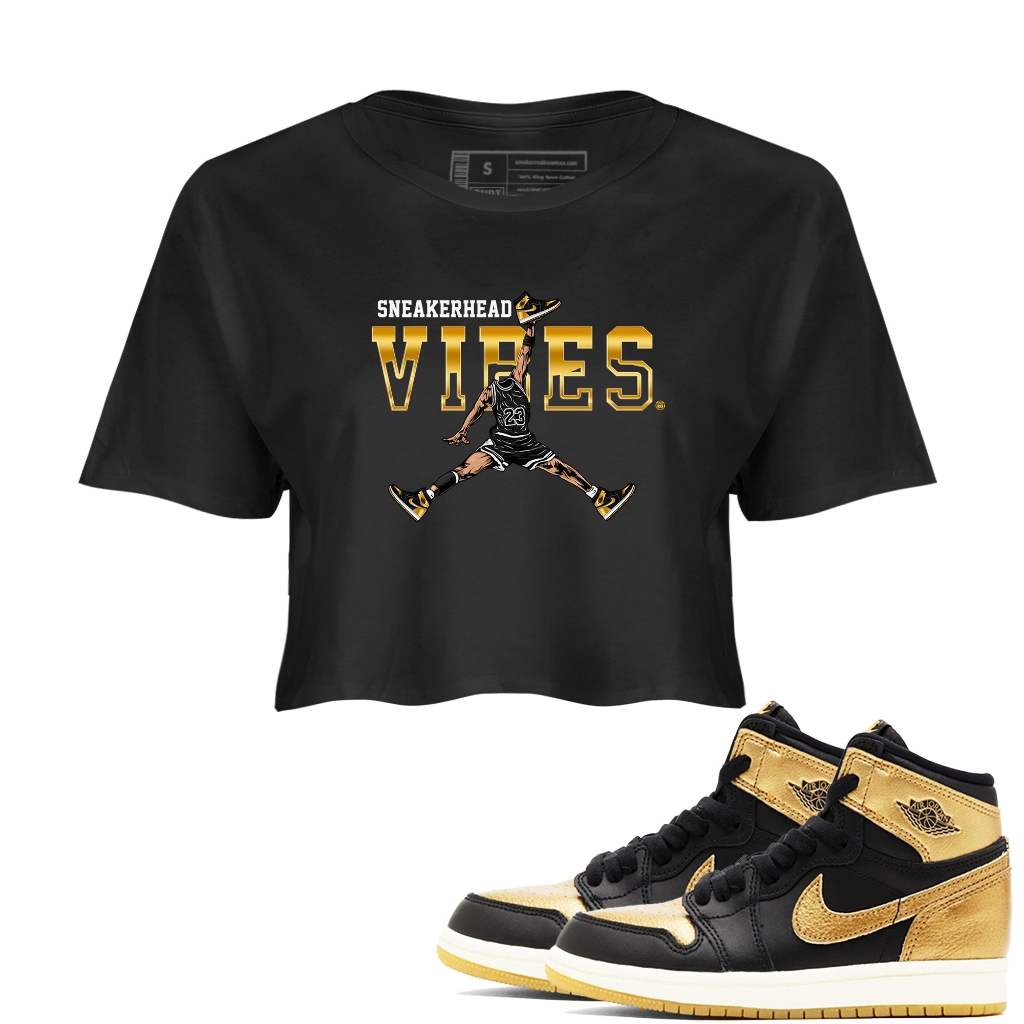 snkmatch Vibes snkmatch Women's Top - Air Jordan 1 Black Metallic Gold