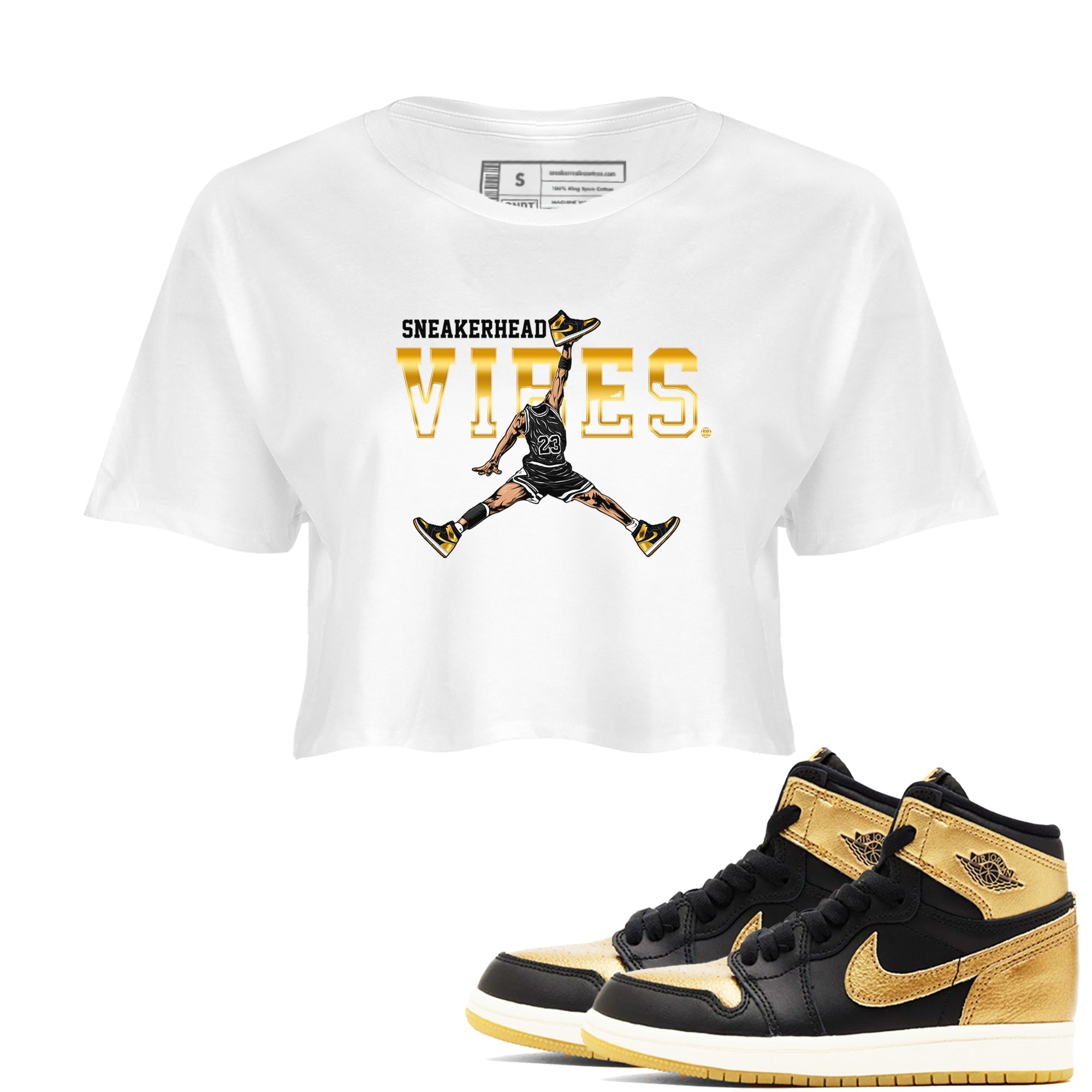 snkmatch Vibes snkmatch Women's Top - Air Jordan 1 Black Metallic Gold