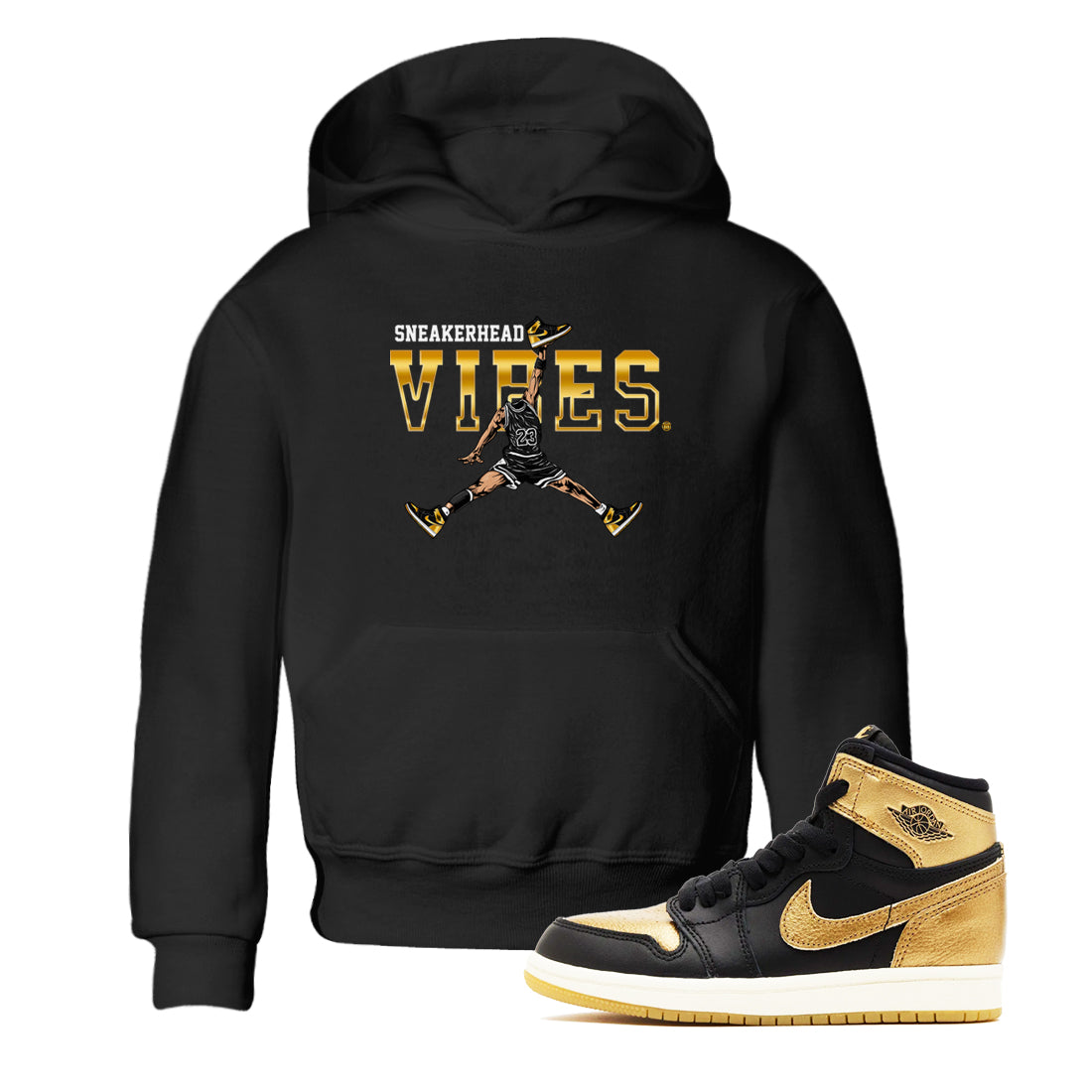 snkmatch Vibes snkmatch Tees Kids - Air Jordan 1 Black Metallic Gold