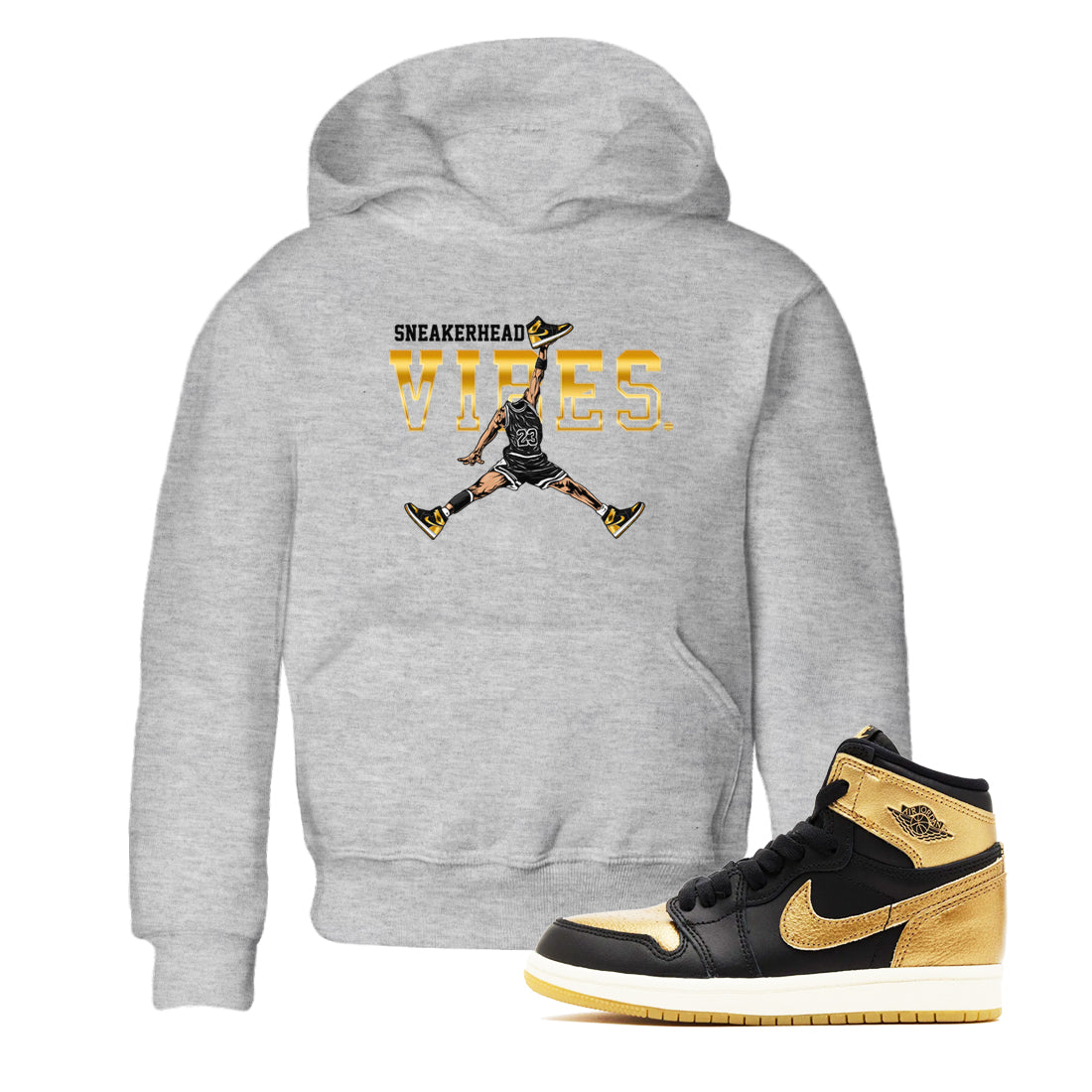 snkmatch Vibes snkmatch Tees Kids - Air Jordan 1 Black Metallic Gold
