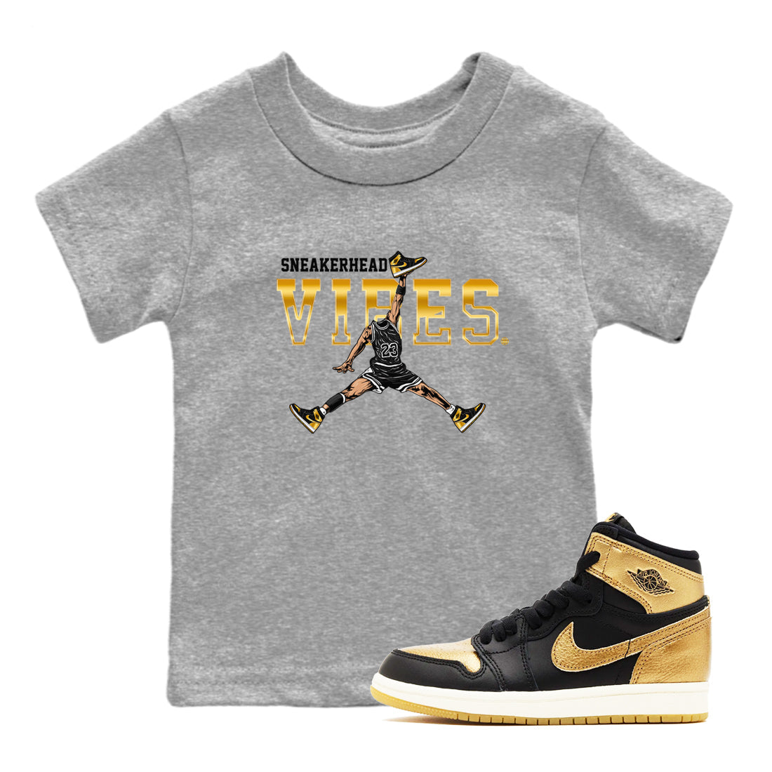 snkmatch Vibes snkmatch Tees Kids - Air Jordan 1 Black Metallic Gold