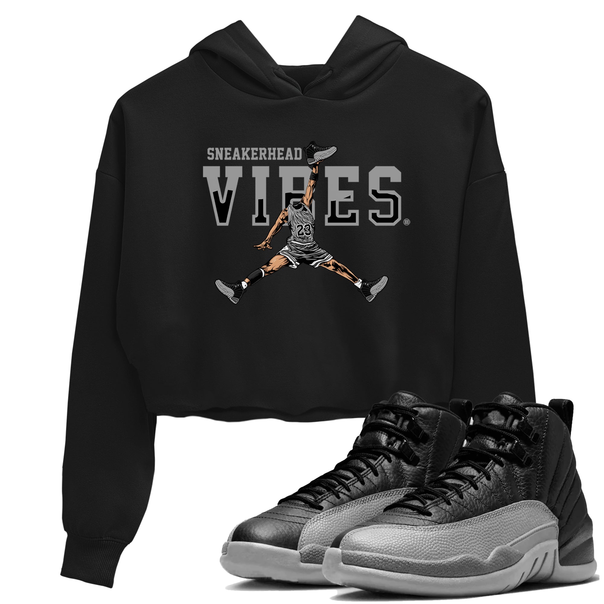 snkmatch Vibes snkmatch Women's Top - Air Jordan 12 Black Wolf Grey