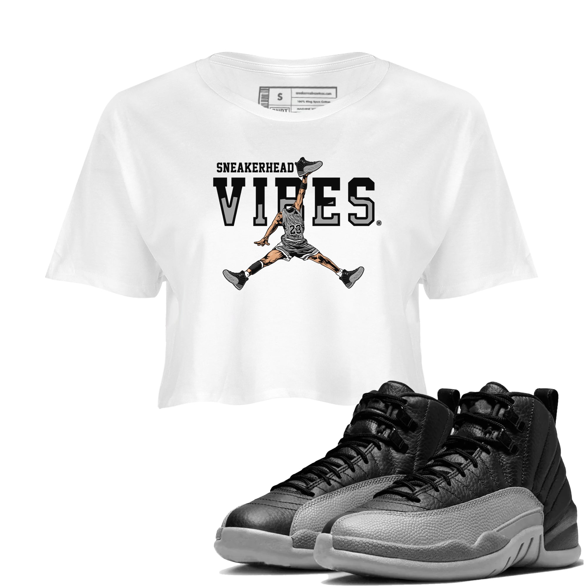 snkmatch Vibes snkmatch Women's Top - Air Jordan 12 Black Wolf Grey
