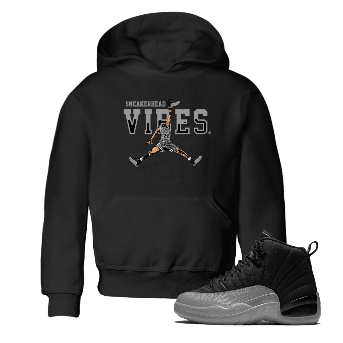 snkmatch Vibes snkmatch Tees Kids - Air Jordan 12 Black Wolf Grey